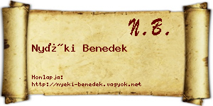 Nyéki Benedek névjegykártya